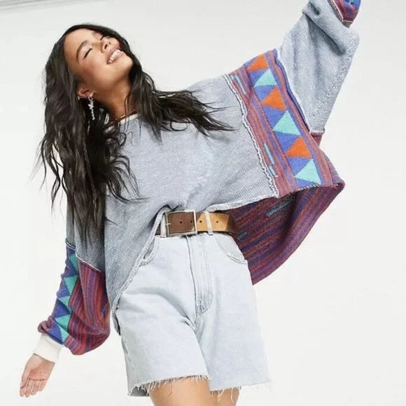 Free People Bermuda combo oversized sweater - Picture 1 of 11